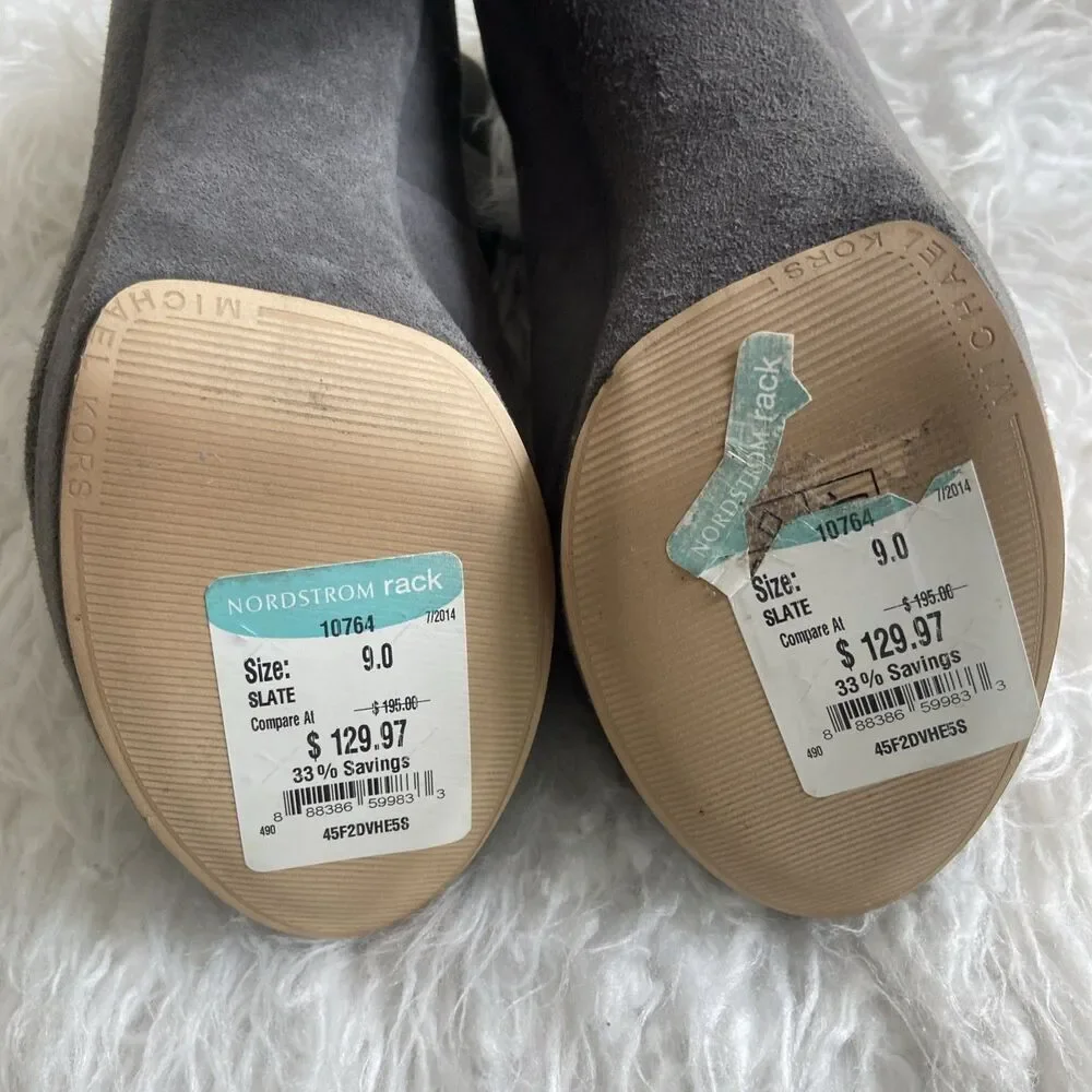 Michael Kors Womens Devenport Bootie Pump Size 9 Gray Suede Open Toe High Heel